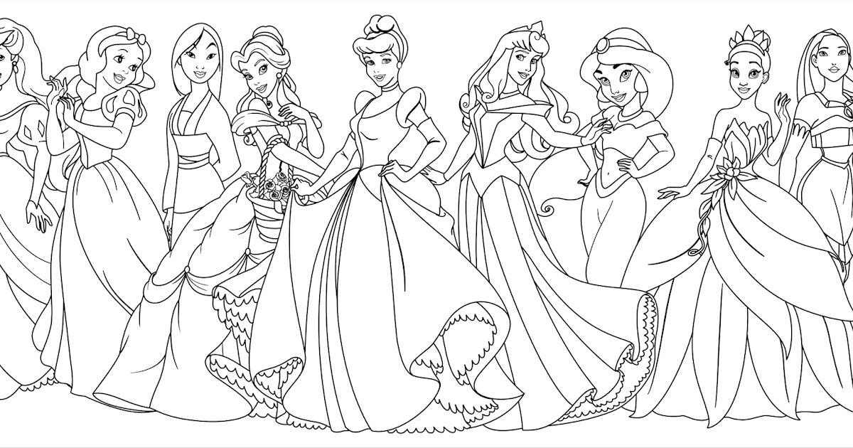 Fans Request - Disney Princess with Merida from Brave Coloring Pages