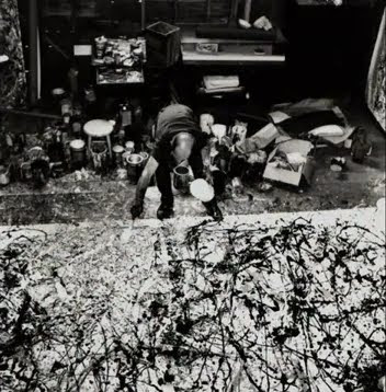 Jackson Pollock photo painting in action