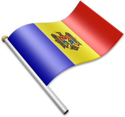 The Moldovan flag on a flagpole clipart image