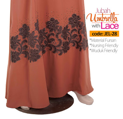 Jubah Umbrella Lace JEL-28 Persian Brown Kaki 1