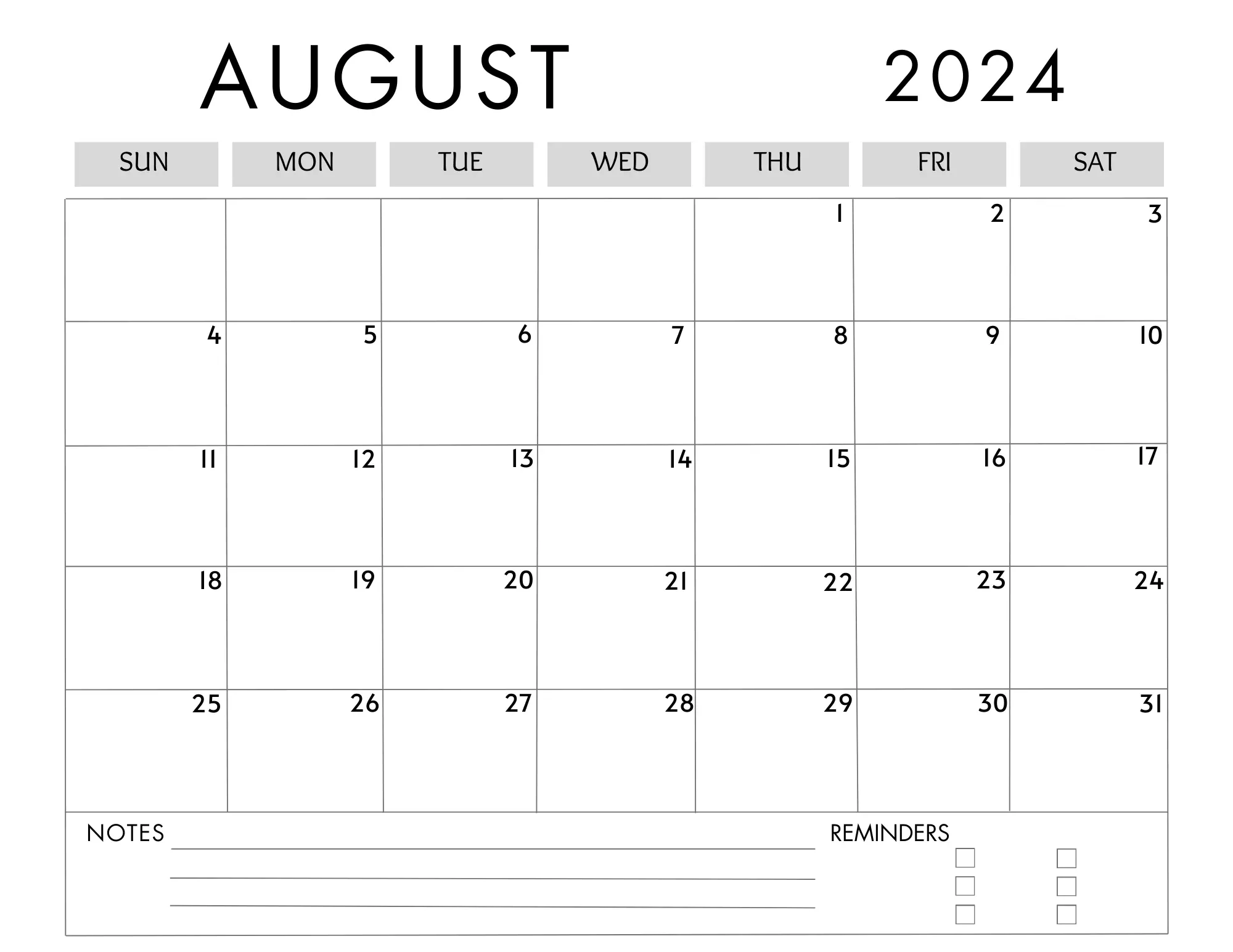 august 2024 calendar printable