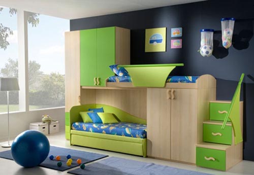 Desain Kamar Tidur Anak Perempuan Minimalis Warna Hijau