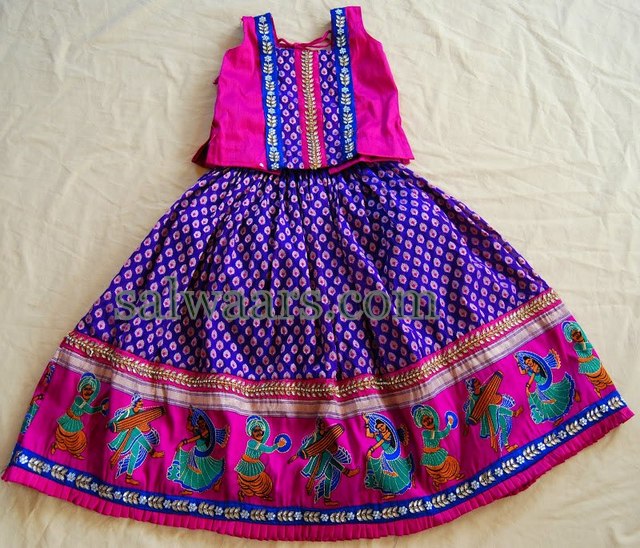 Kalamkari Work Kids lehenga