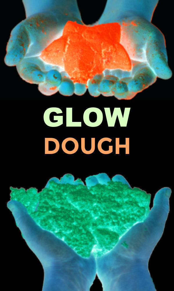 Light up the night with this easy to make glowing dough for kids! #glowinthedark #glowinthedarkclouddough #clouddough #clouddoughrecipe #growingajeweledrose #activitiesforkids