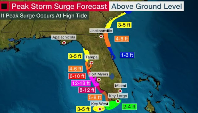 Peak Storm Surge Forecast Hurricane Ian