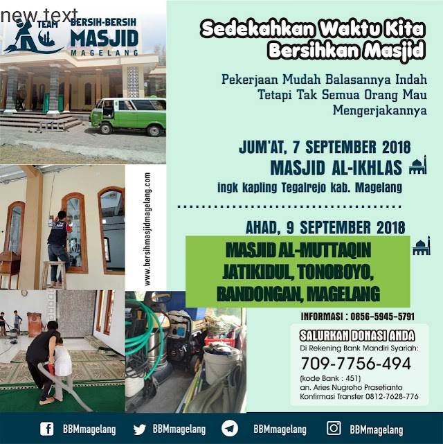 Bergabunglah dalam Kegiatan Bersih-bersih Masjid Al-Muttaqin Jatikidul Tonoboyo Bandongan Kabupaten Magelang
