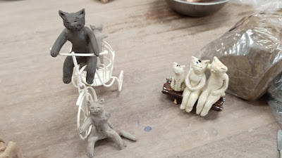 陶器猫置物自転車に乗る猫