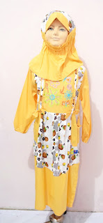 baju muslim anak perempuan gamis kombinasi warna kuning | khisan fashion toko gamis dan jilbab anak cantik malang
