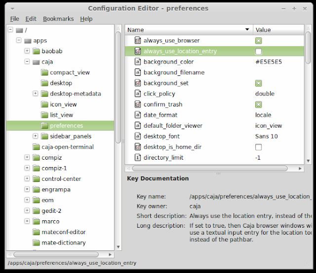 Caja file manager enable location entry