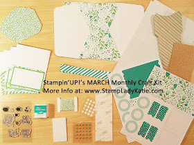 Contents of one of Stampin'UP!'s Paper Pumpkin Monthly Craft Kits
