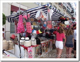 Stands selling hats and other Feria accessories