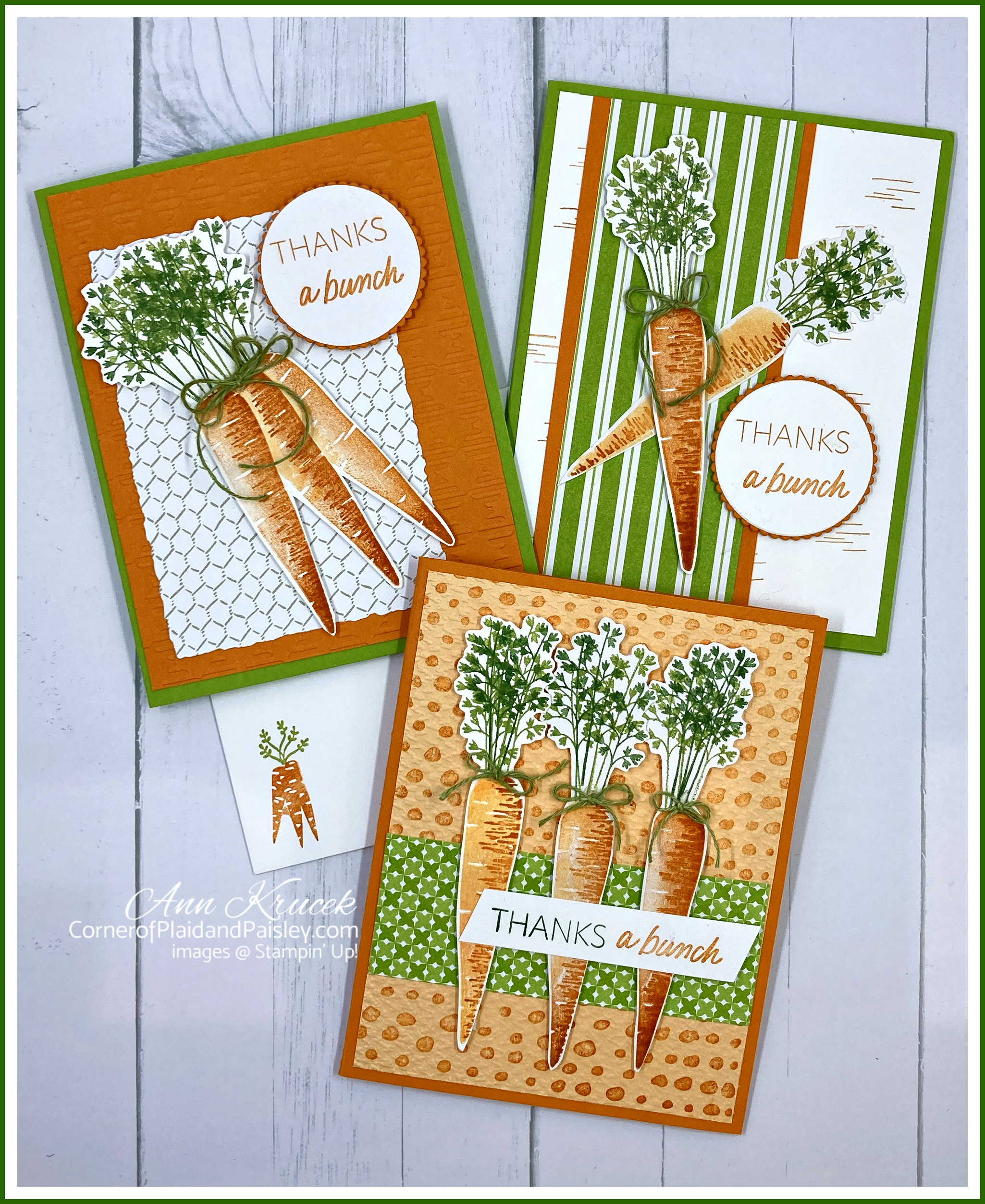 Stampin' Up! Thanks A Bunch - Sale- A-Bration Stamp set - Corner of Plaid  and Paisley