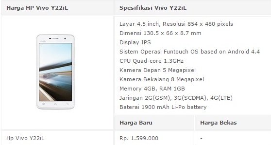 Daftar Harga HP/ Smartphone Vivo Seri Y Tahun 2017 Lengkap Dengan Spesifikasi