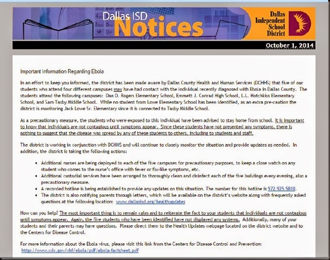 dallas ebola notice
