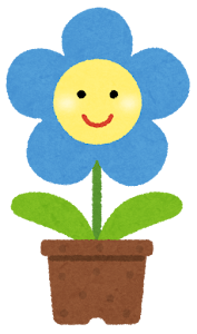 鉢植の花のキャラクター（青）