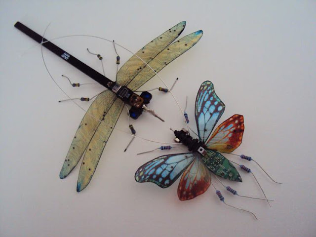 beautiful insect from recycled circuit boards