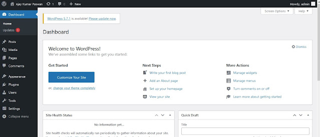 wordpress dashboard image