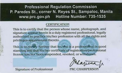 PRC License ID back