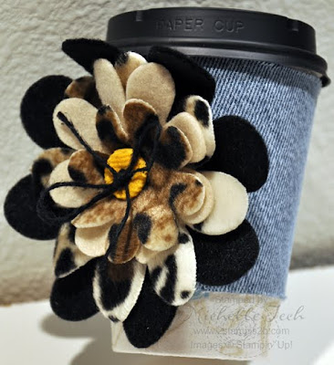 Stampin Up Big Shot Flower Folds Denim Coffee Cup Sleeve