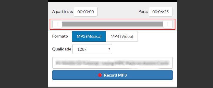 Baixando parte do vídeo em MP3