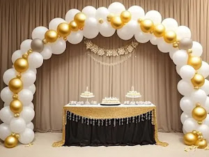 Guirnalda de Globos de Oro Blanco y Arena: Decoración Creativa