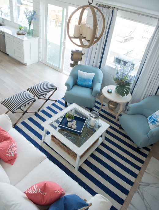 Navy Blue & White Striped Area Rugs | Shop the Look of these Interior Designs - Coastal Decor ...