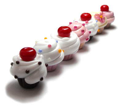 Lampwork Glass Cupcake Beads