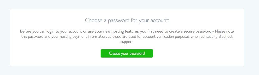 Bluehost account password