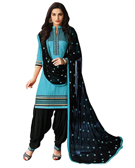 Nivah Fashion Women’s Cotton Embroidery Unstitched Patiala Dress Material 55 % Discount