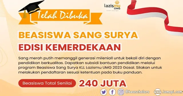 Beasiswa Sang Surya Lazismu UMG 2023