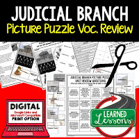 Judicial Branch, Civics Test Prep, Civics Test Review, Civics Study Guide, Civics Interactive Notebook Inserts, Civics Picture Puzzles