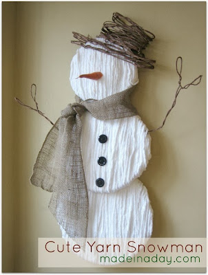 Snowman made with yarn