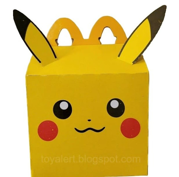 Pokemon happy meal box 2021 promotion in the us featuring Pikachu and push out ears to decorate