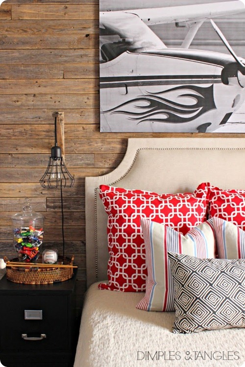 wood plank wall boys room