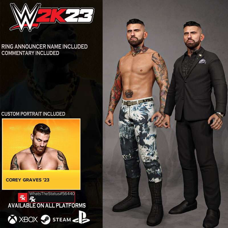 WWE 2K23 Corey Graves (Playable) Face Scan Upload