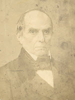 A black-and-white salted paper photograph of an elderly Daniel Webster.