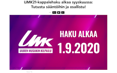 UMK21 haku alkaa 1.9.2020