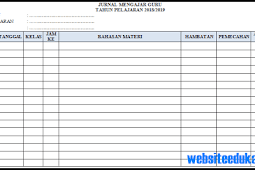 Jurnal Harian Mengajar Guru Mata Pelajaran K13 Tahun 2018