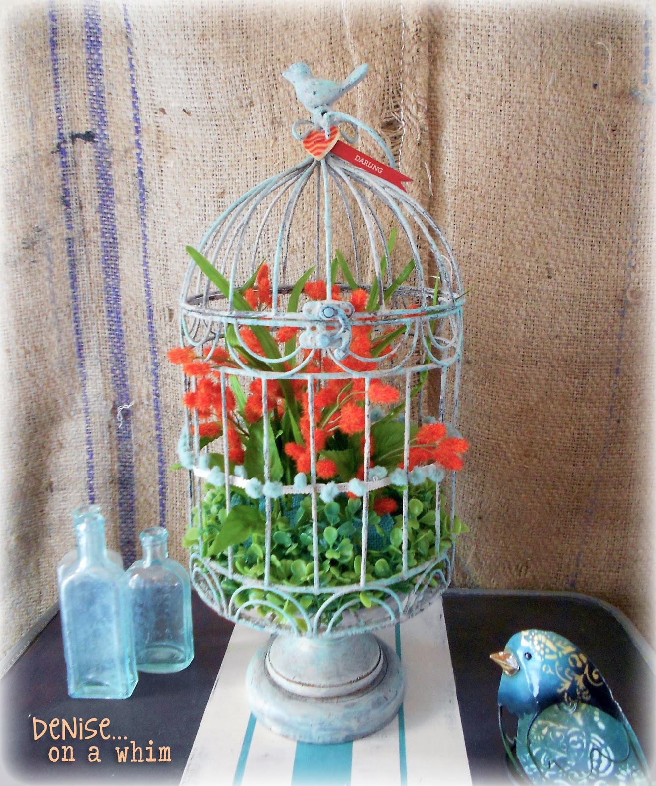 Shabby Birdcage you Can Make at Michaels via http://deniseonawhim.blogspot.com