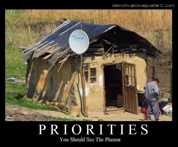 priorities demotivational poster. Labels: demotivational poster