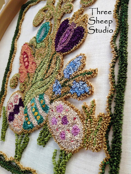 "Springtime" Punch Needle Hanging Panel Pattern - ThreeSheepStudio.com