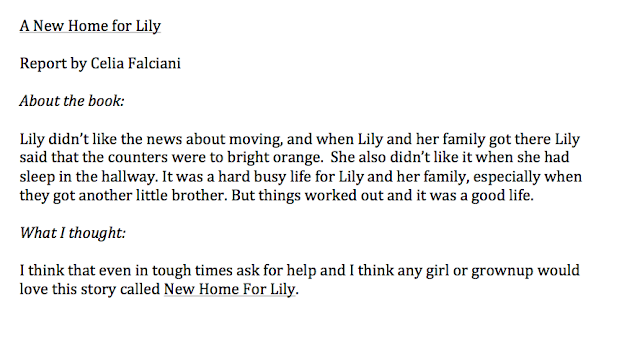 Celia's report on A New Home for Lily by Mary Ann Kinsinger and Suzanne Woods Fisher
