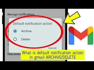 What is the default notification action in gmail ARCHIVE, DELETE