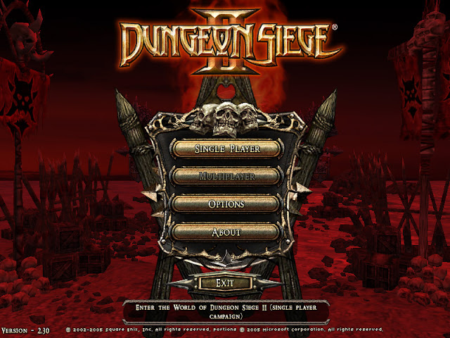Dungeon Siege 2 title menu screen