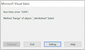 Method 'Range' of object '_Worksheet' Failed Error