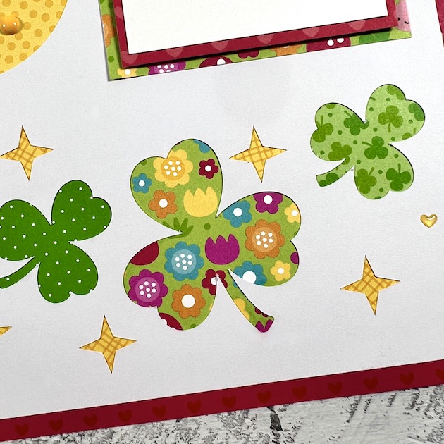 12x12 st patrick's day scrapbook layout with shamrocks