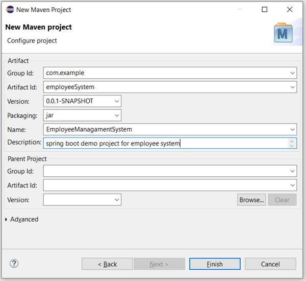maven project creation using eclipse