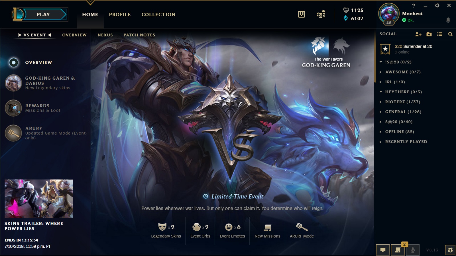 Surrender At Vs 18 God King Darius God King Garen Now Available