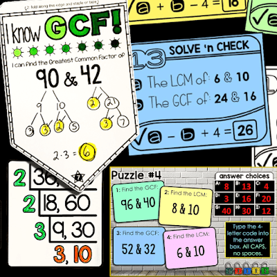 Activities for Teaching greatest common factors and least common multiples