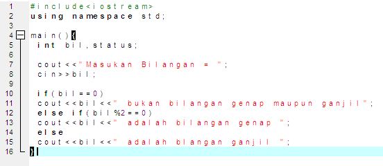 Program Menentukan Bilangan Ganjil atau Genap (C++ 